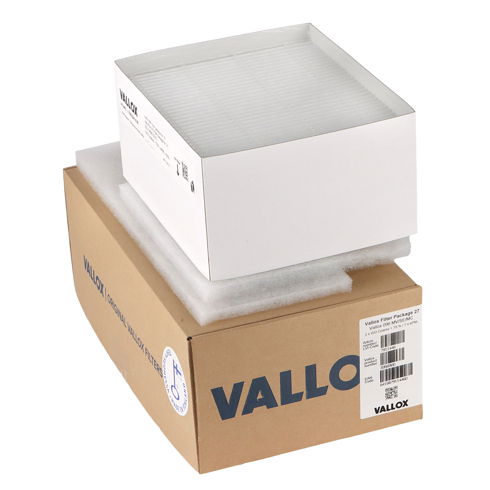 Vallox 096 MV-SE-SC - ValloPlus 270 filter set No. 27 G4+G4+F7 (original) 350x138x20 + 225x194x20 + 225x194x96