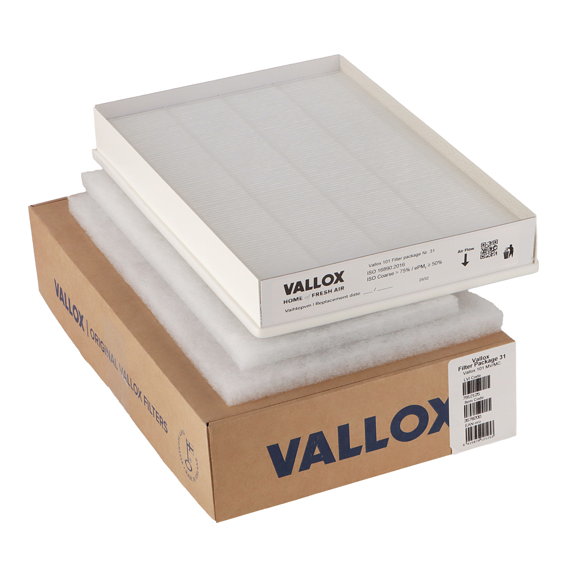 Vallox 101 MV filter set No. 31 G4+G4+F7 (original) 335x170x20 + 350x230x20 + 345x225x46