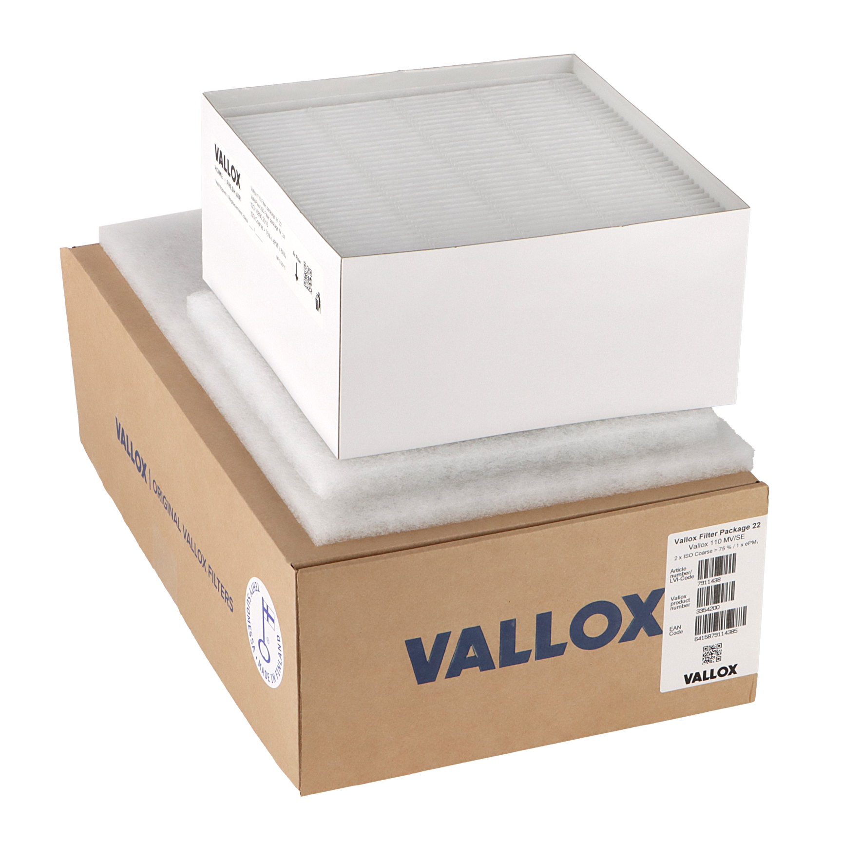 Vallox 110 MV-SE - ValloPlus 350 filter set No. 22-24 G4+G4+F7 (original) 400x260x20 + 250x230x20 + 248x230x96