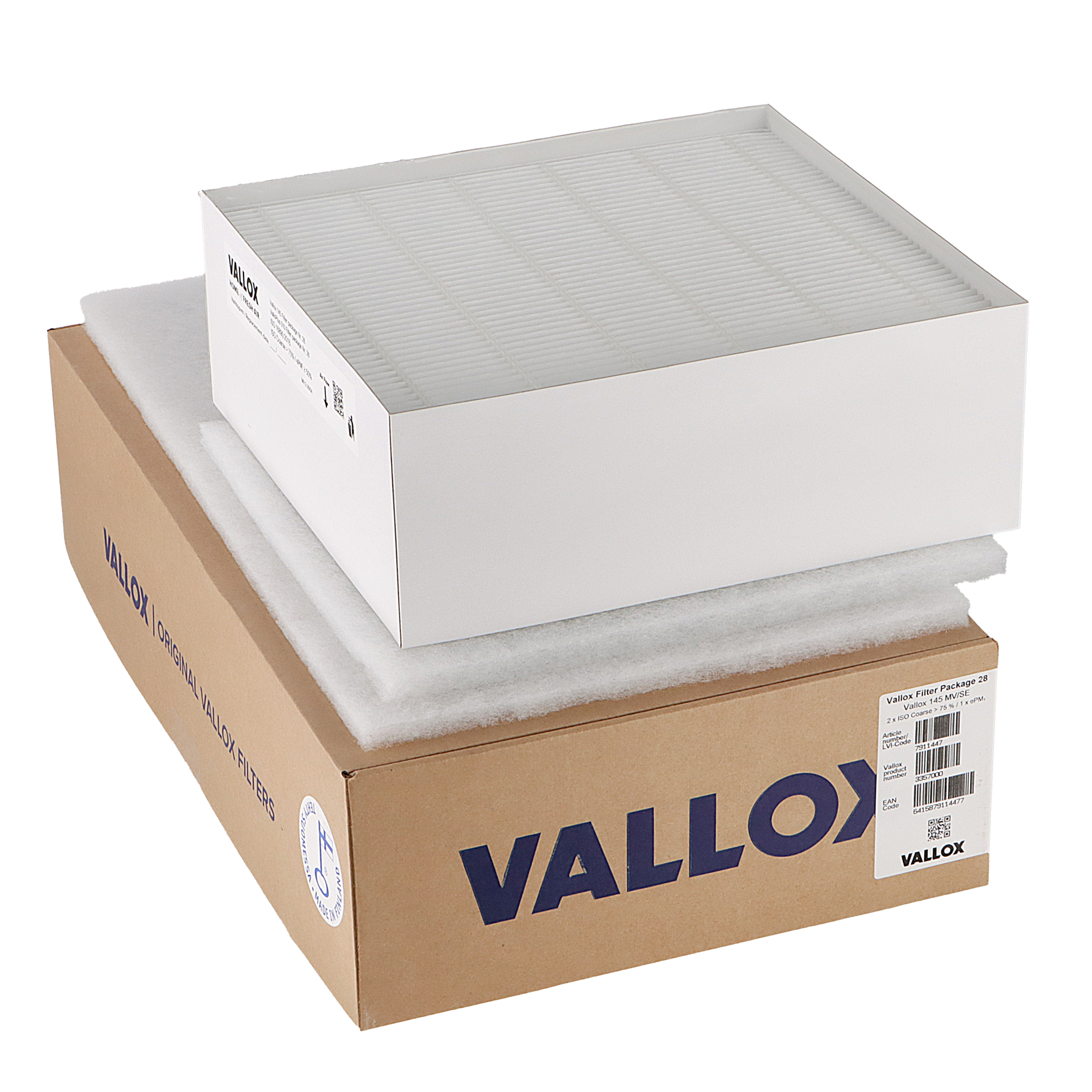 Vallox 145 MV-SE - ValloPlus 510 filter set No. 28 G4+G4+F7 (original) 501x295x20 + 306x285x20 + 306x288x96