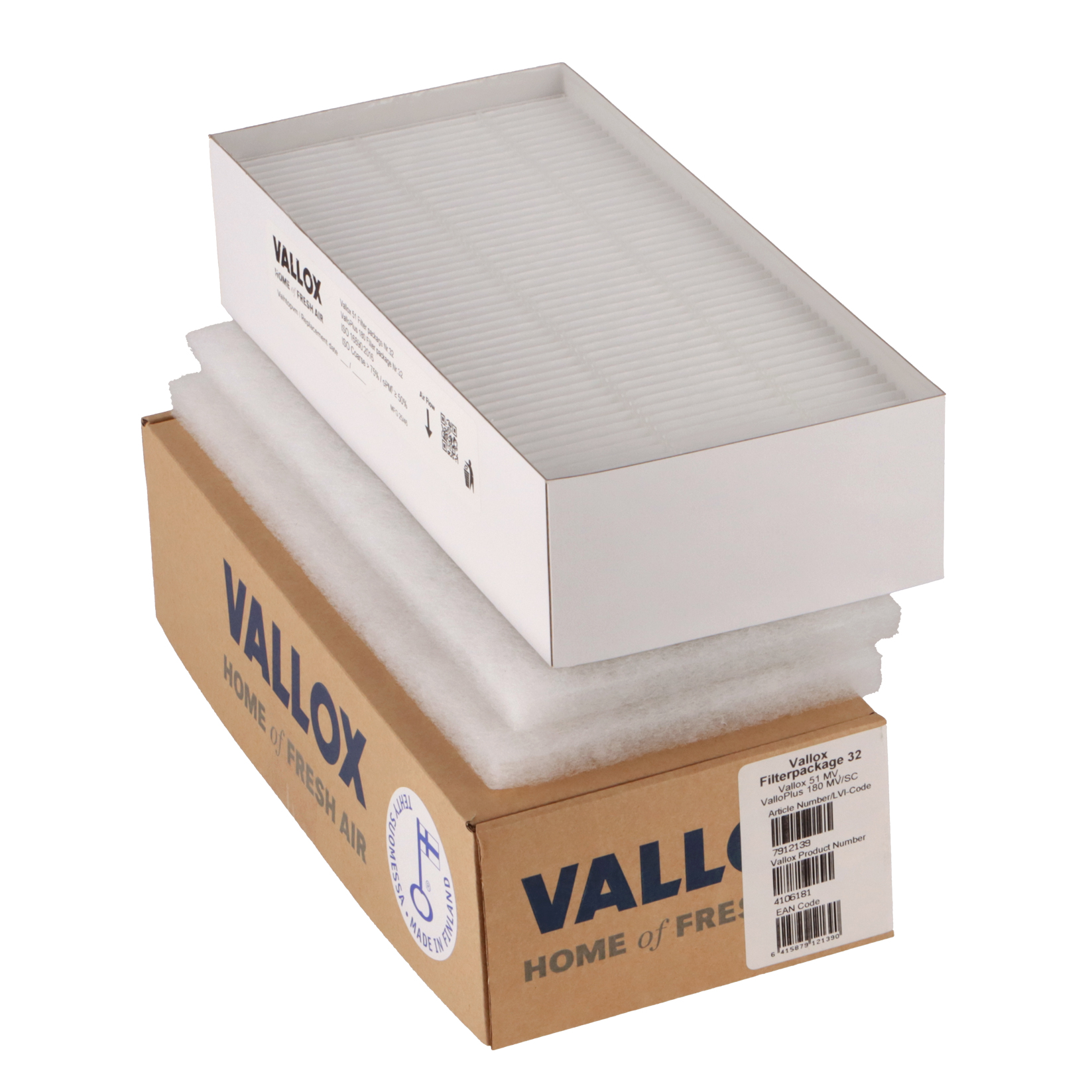 Vallox 51 MV - 51K MV filter set No. 32 G4+G4+F7 (original) 316x144x20 + 316x144x20 + 318x146x70