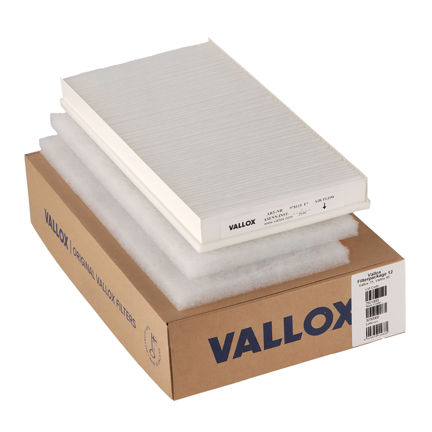Vallox 75-95 filter set No. 12 G4+G4+F7 (original)