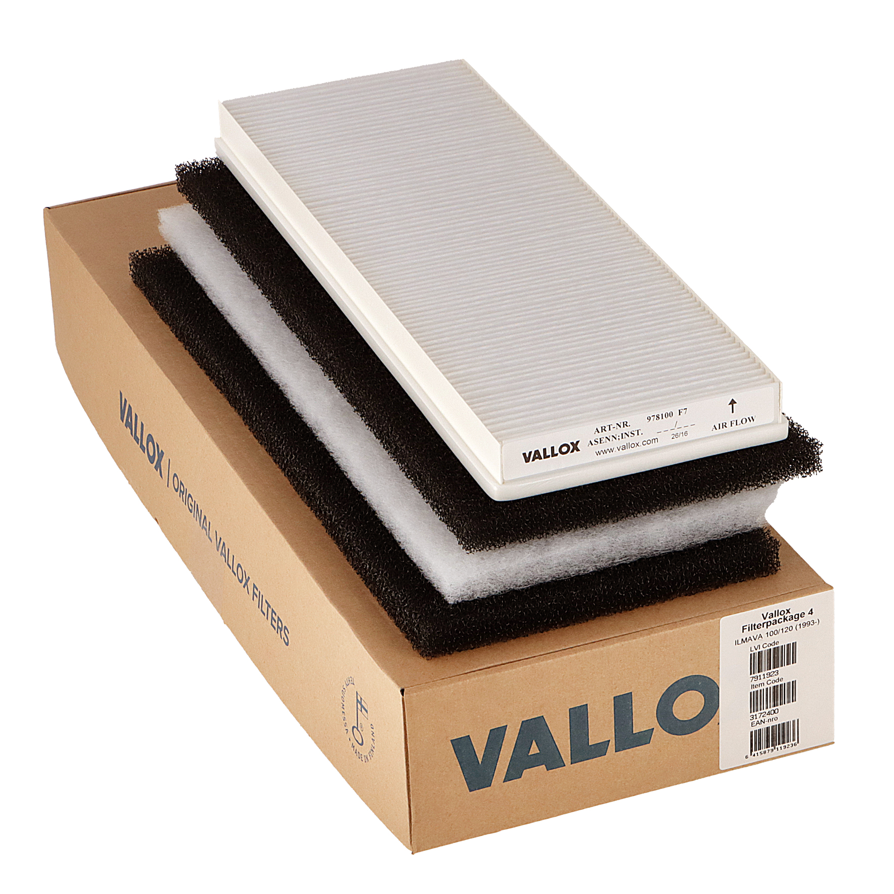 Vallox ILMAVA 100-120 (from 1993) filter set No. 4 G1+G1+G4+F7 (original)