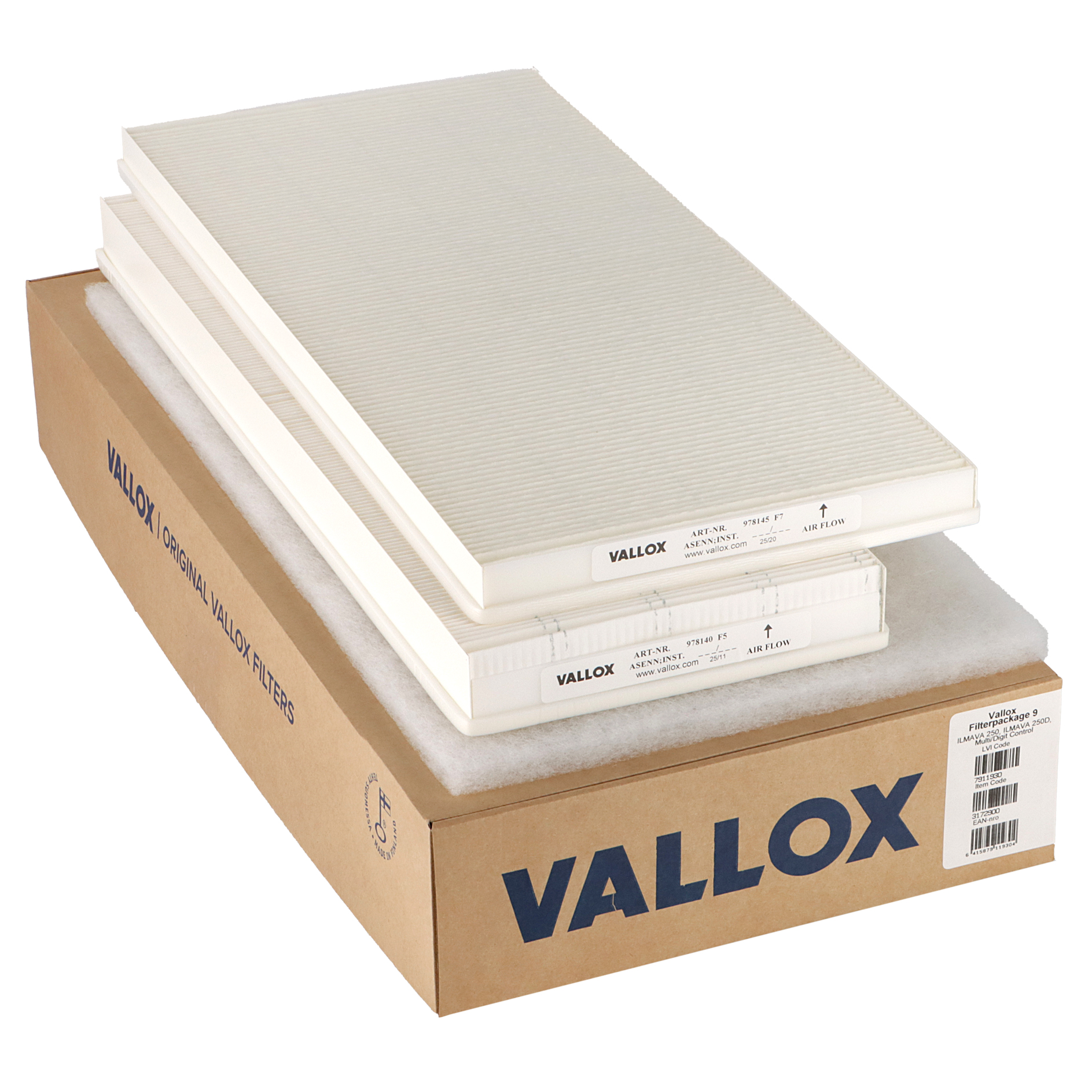 Vallox ILMAVA 250 D - 250 Multi-Digit Control filter set No. 9 G4+M5(F5)+F7 (original)