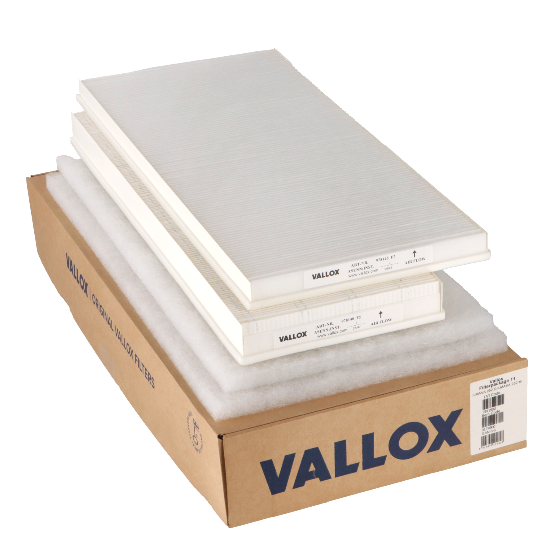 Vallox ILMAVA 252 D-M filter set No. 11 G4+G4+M5 (F5) + F7 (original)