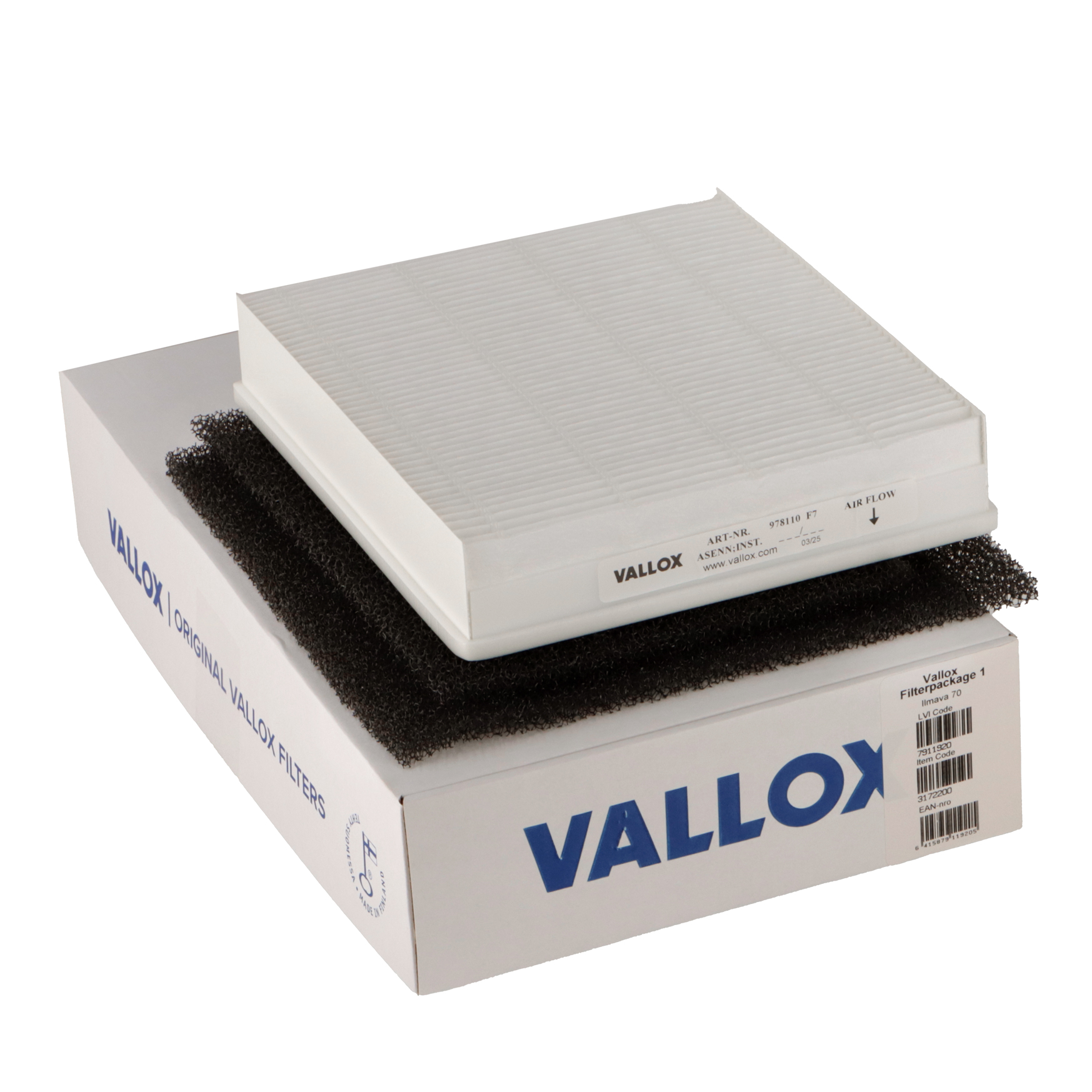 Vallox ILMAVA 70 (before 2005) filter set No. 1 G1+G1+F7 (original)